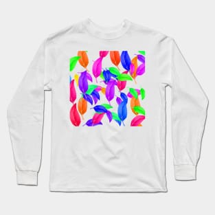 colorful rainbow leaves leaf background pattern Long Sleeve T-Shirt